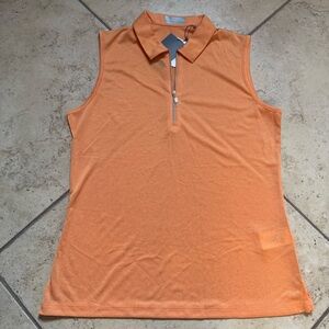 Callaway Orange Sleeveless Zip Polo